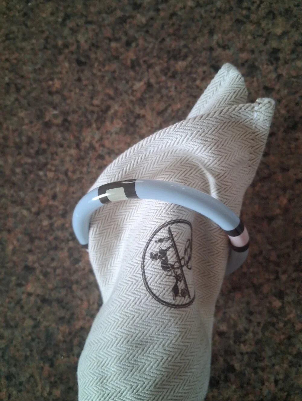Light Blue Lacquered Hermes Bangle Bracelet with Pastel Accents